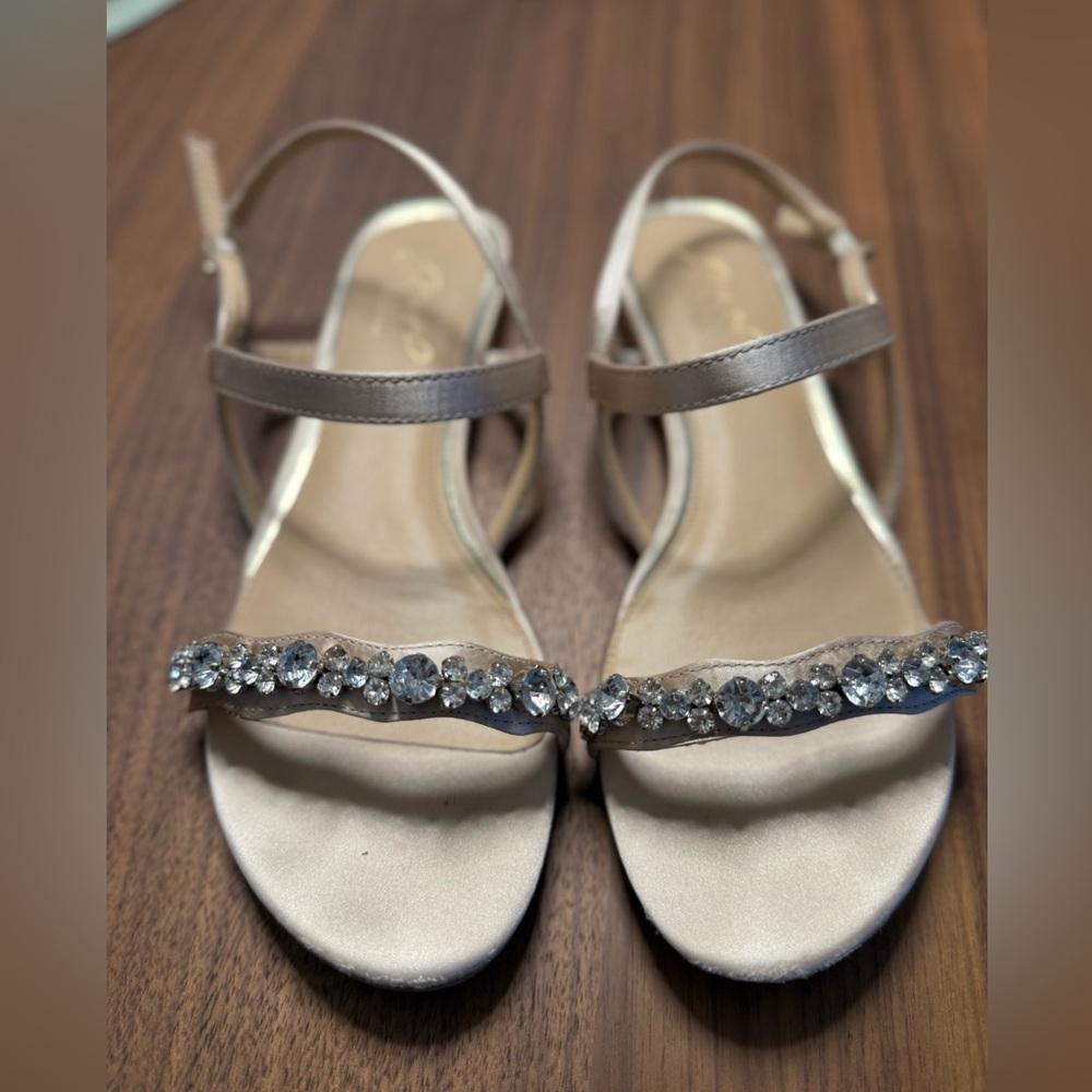 Badgley Mischka Silver Sandals with Crystal Accents